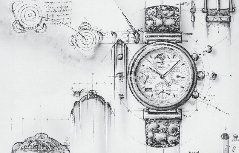 Image showing an IWC watch sketch by Kurt Klaus,Image showing an IWC watch sketch by Kurt Klaus